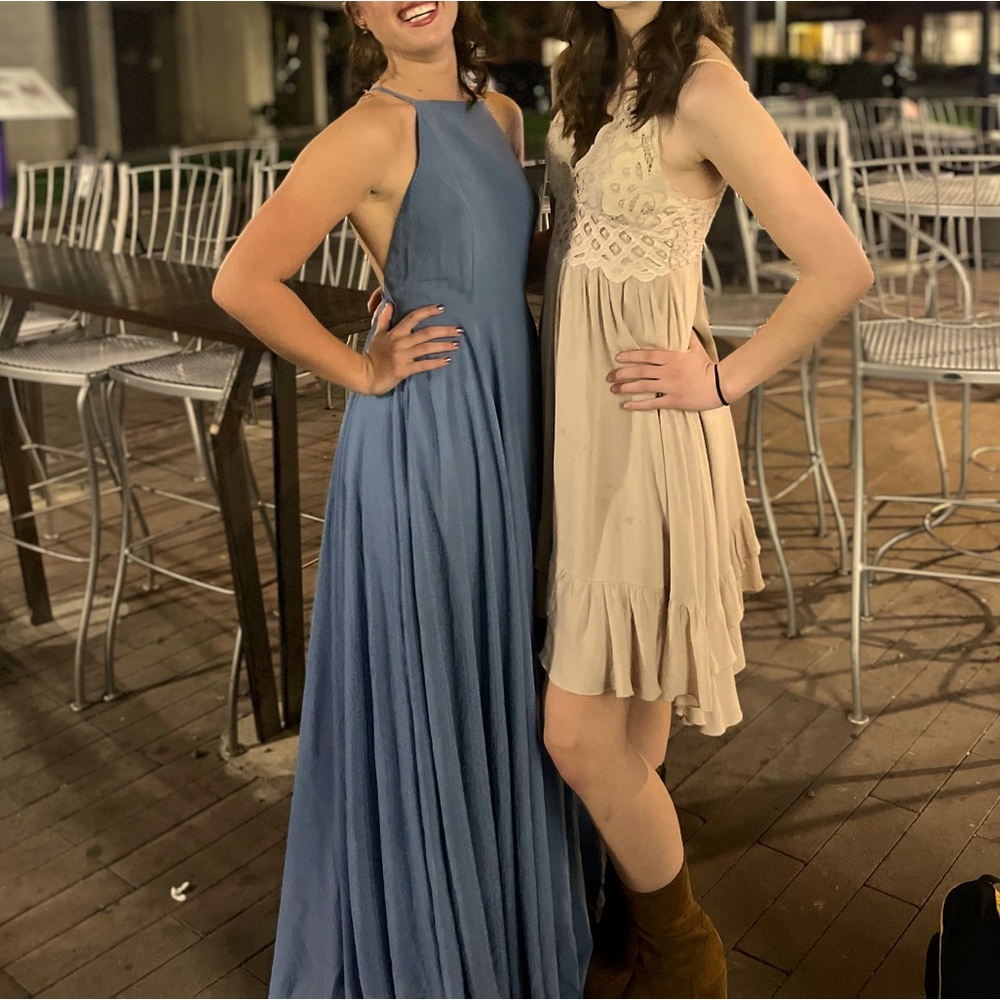 Dusty blue bridesmaid/formal/prom dress